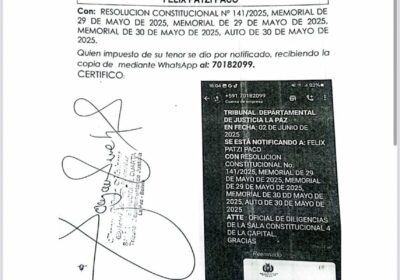 Notificación al MTS con la resolución de la sala constitucional donde se les informa…