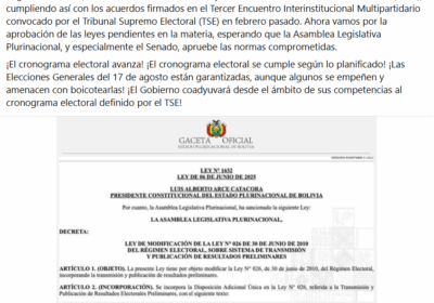 #GrupoFides | #ANF El presidente Luis Arce promulgó la ley que viabiliza el uso…