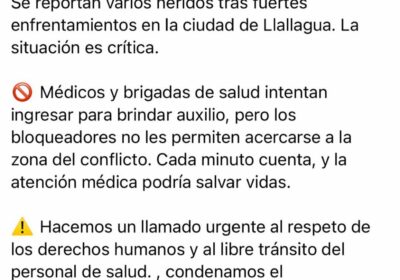 Ministra de salud denuncia que intentan enviar médicos y brigadas de salud pero no…
