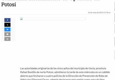 El 26/05/2010, en la región de Uncía – Llallagua quemaron vivos a 4 policías.…