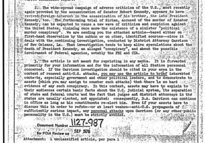 El fiscal Jim Garrison, conocido por su investigación del asesinato de JFK, afirmó que…