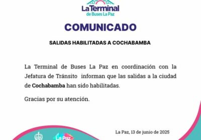 #GrupoFides | #ANF La Terminal de Buses de #LaPaz informa que las salidas hacia…
