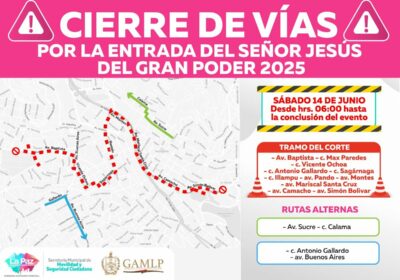 Por la entrada del Señor Jesús del Gran Poder 2025, estas vías estarán cerradas.…