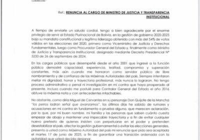 Oficial: Renunció César Siles al cargo de ministro de Justicia. Esta es la carta…