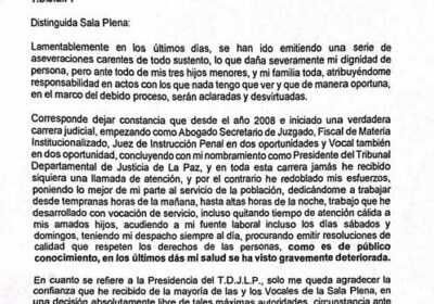 Yván Córdova presentó su renuncia al cargo de presidente del Tribunal Departamental de Justicia…