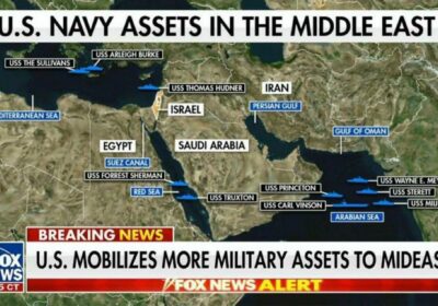🇺🇸 | Ubicación de portaaviones y buques de guerra estadounidenses en el Medio Oriente.…