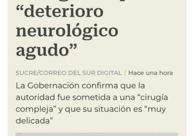 Toda mi solidaridad al Gobernador de Chuquisaca, Damián Condori, a toda su familia y…