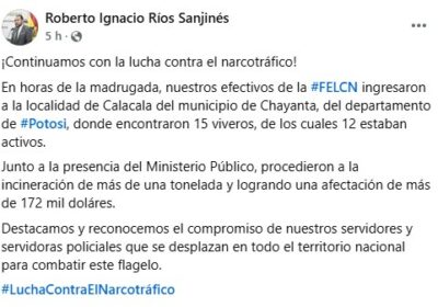 #GrupoFides | #ANF #Seguridad El ministro de Gobierno, Roberto Ríos, informó que la madrugada…