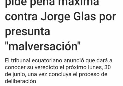 Desde Bolivia, expresamos nuestra total solidaridad con el exvicepresidente del Ecuador @JorgeGlas. Él es…