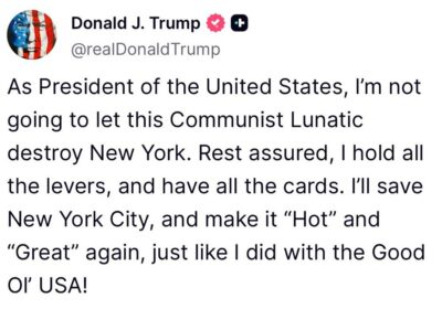 🇺🇸 | AHORA — El presidente Trump promete no permitir que un “lunático comunista”…