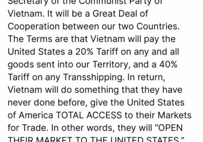 🇺🇸🇻🇳 | ÚLTIMA HORA — El presidente Trump anuncia un acuerdo comercial con Vietnam:…