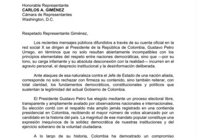 🇺🇸🇨🇴 | ATENCIÓN — La embajada de Colombia en EE. UU. envió una carta al congresista…