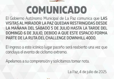 #GrupoFides | #ANF El GAMLP informa que las visitas al mirador La Paz estarán…