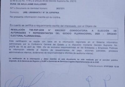 ¿Podrá ser este documento, presentado al filo del tiempo el que habilite a Jaime…