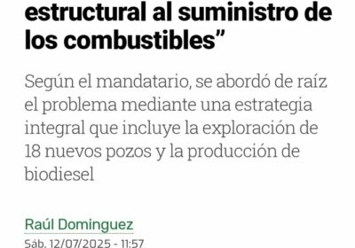 Luis Arce afirma haber encontrado la solución estructural al problema de los combustibles mediante…