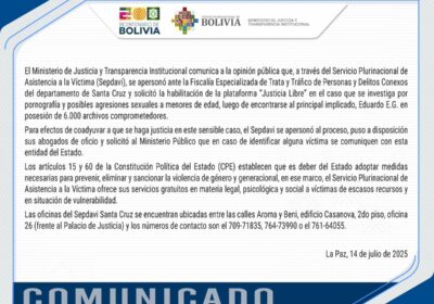 #GrupoFides | #ANF El Ministerio de Justicia, a través del Sepdavi, se apersonó ante…