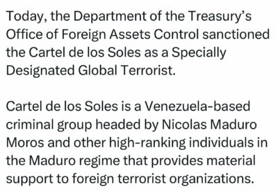 🇺🇸🇻🇪‼️ | CONFIRMADO — El Departamento del Tesoro de declaró oficialmente al Cartel de…