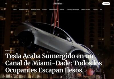 🇺🇸 | Un Tesla se precipitó a un canal en Sunny Isles Beach este…