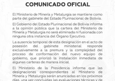 No se anulará: El ministerio de Minería seguirá existiendo