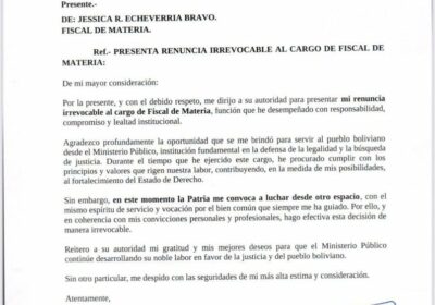 Renuncia la fiscal Jessica Echavarría . Fue la fiscal que en el último caso…