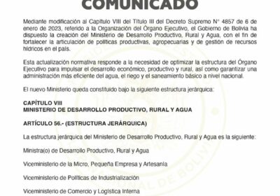 #GrupoFides | #ANF El Gobierno creó el Ministerio de Desarrollo Productivo, Rural y Agua…