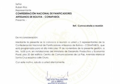 #GrupoFides | #ANF Gobierno convoca a una reunión a la Confederación Nacional de Panificadores…