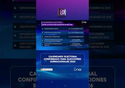 Calendario electoral confirmado para elecciones subnacionales 2026