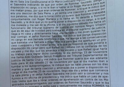 Presidente del Tribunal departamental de Justicia de Beni , Charles Mejía, le puso una…