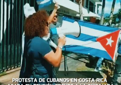 🇨🇷🇨🇺‼️ | Cubanos en Costa Rica se manifestaron frente a la embajada castrista en…