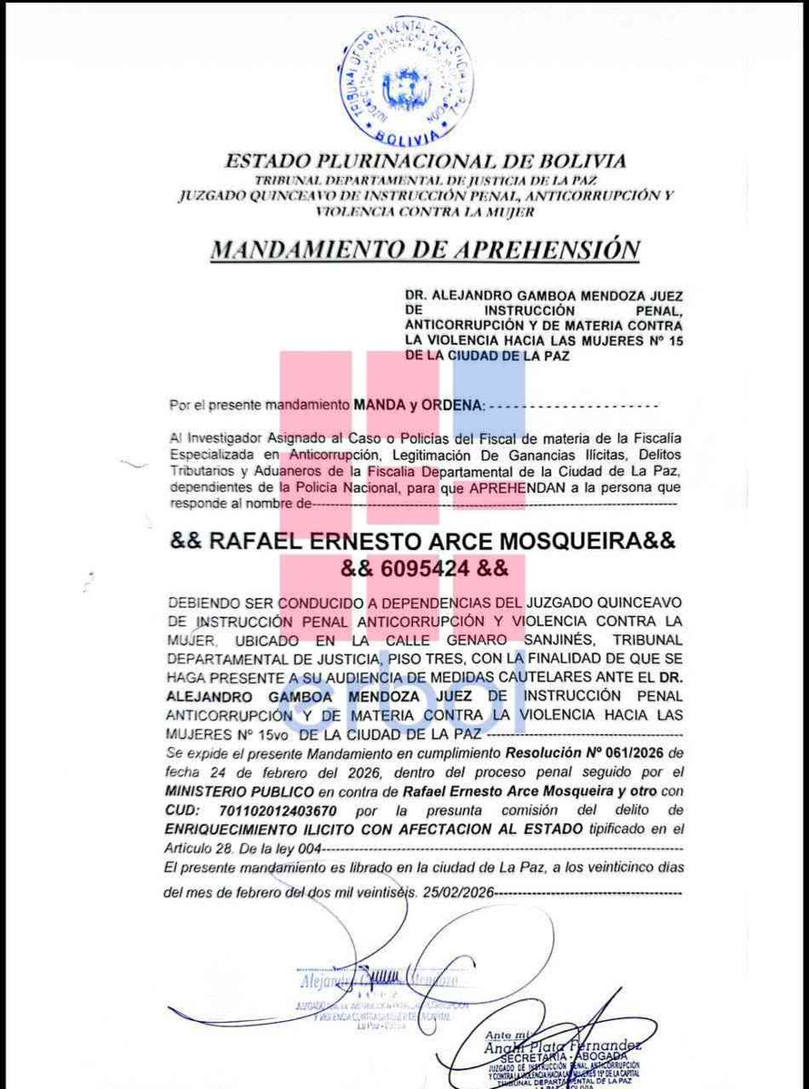 Un juez emite orden de aprehensión contra Rafael Arce Mosqueira, hijo ...